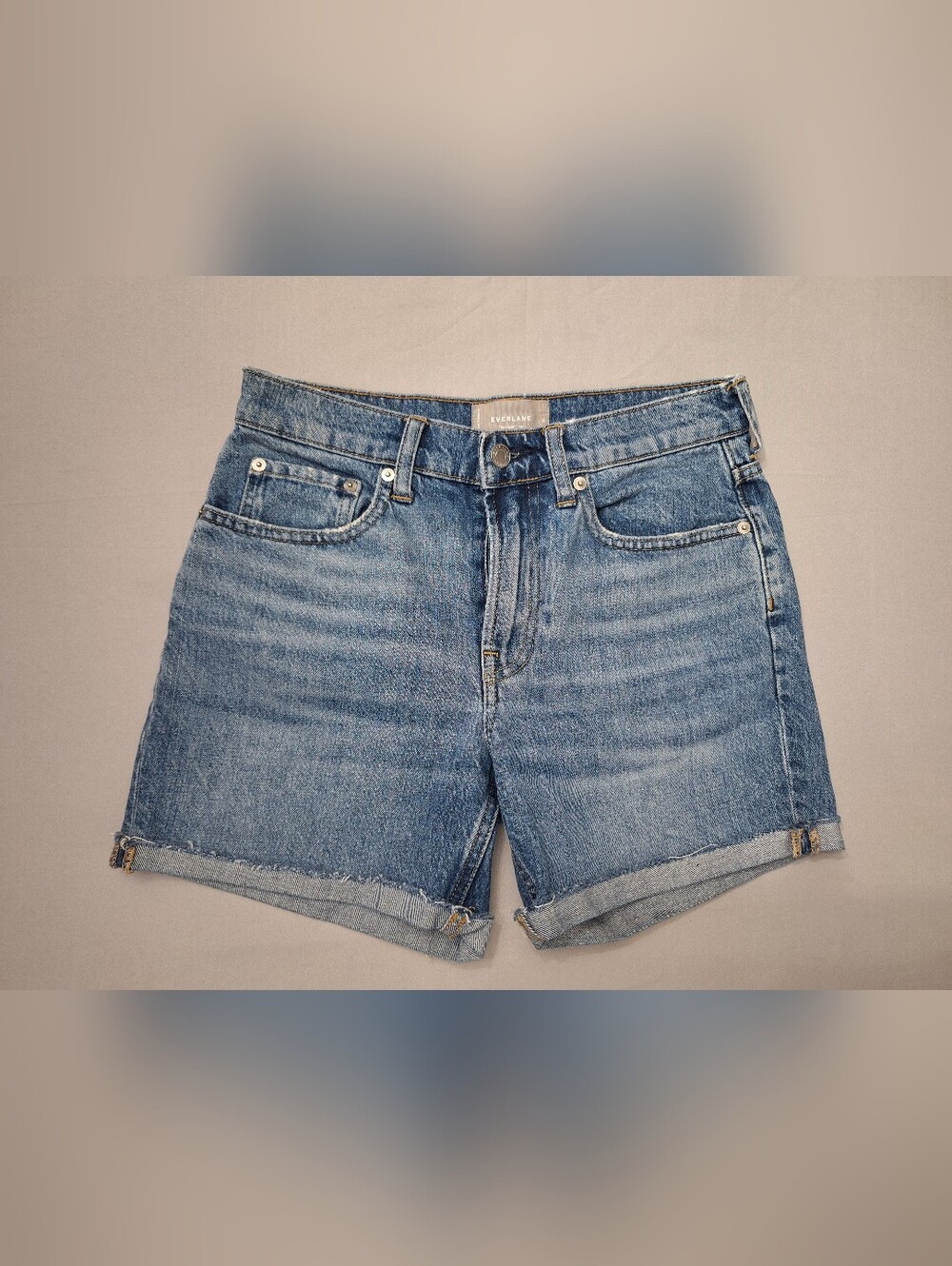 Everlane Washed Blue Denim High-Rise Shorts